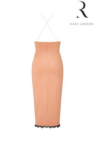 Rare Contrast Trim Plunge Midi Dress